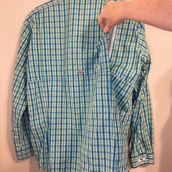 Columbia PFG Super Bonehead Fishing Shirt Outdoor women’s XL Blue Green Plaid - Picture 5 of 9